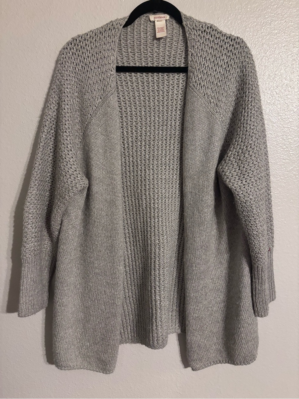 Sundance Heather Gray Open-Front Wool-Alpaca Blend Knit Cardigan Sweater